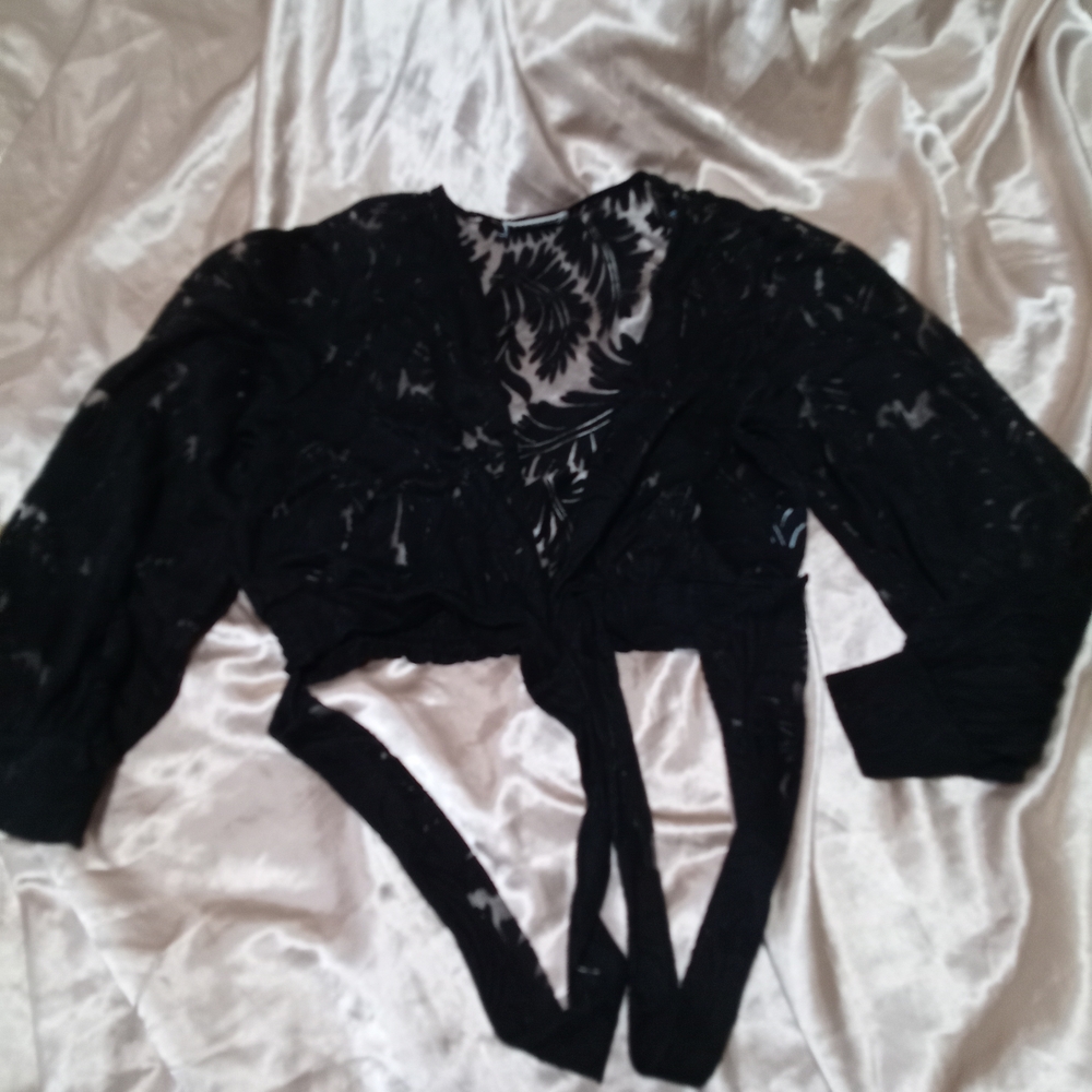 Black Tie-Front Cardigan